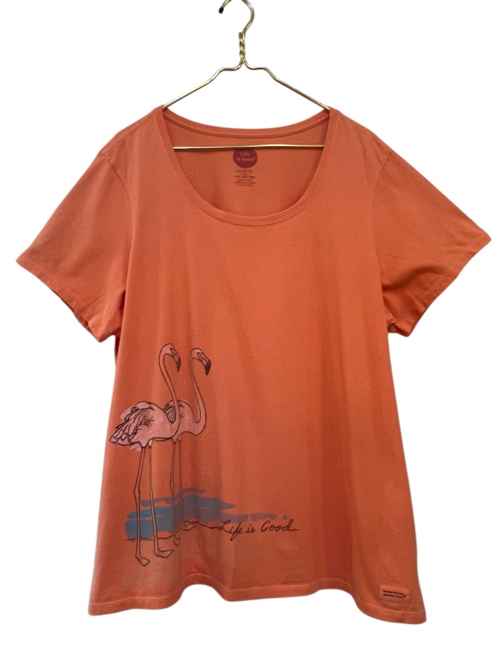 Life is Good Crusher Tee Flamingo Graphic Short Sleeve T-Shirt XXL